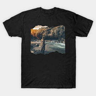 Fishing on a mountain river T-Shirt